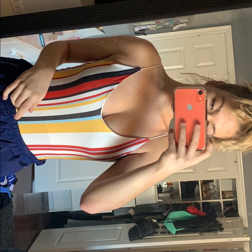 Brand New Stripe Body suit, small medium fit